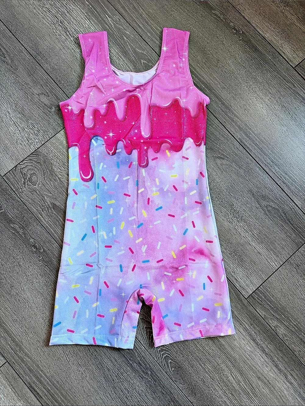 Girls Size 140 Pink Sprinkle Romper Like New